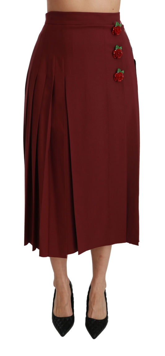 Dolce & Gabbana Elegant Red High Waist Virgin Wool Skirt