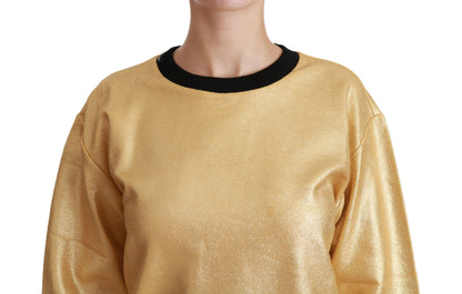 Dolce & Gabbana Elegant Gold Crew Neck Cotton Sweater