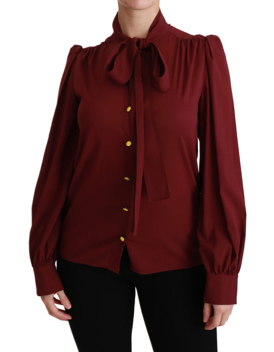 Dolce & Gabbana Elegant Maroon Silk Blend Polo Blouse