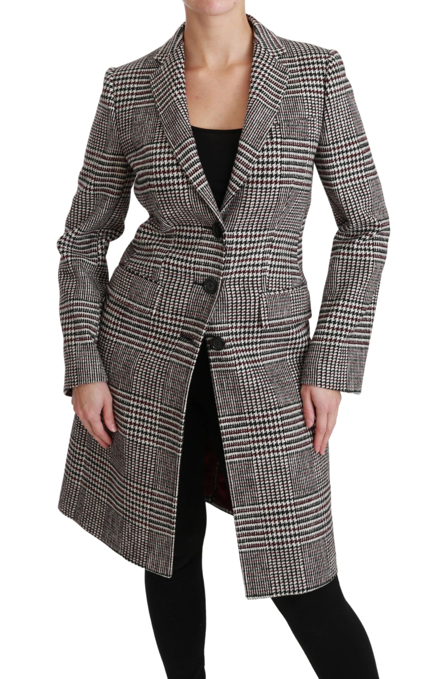 Dolce & Gabbana Elegant Multicolor Checked Knee-Length Jacket Coat