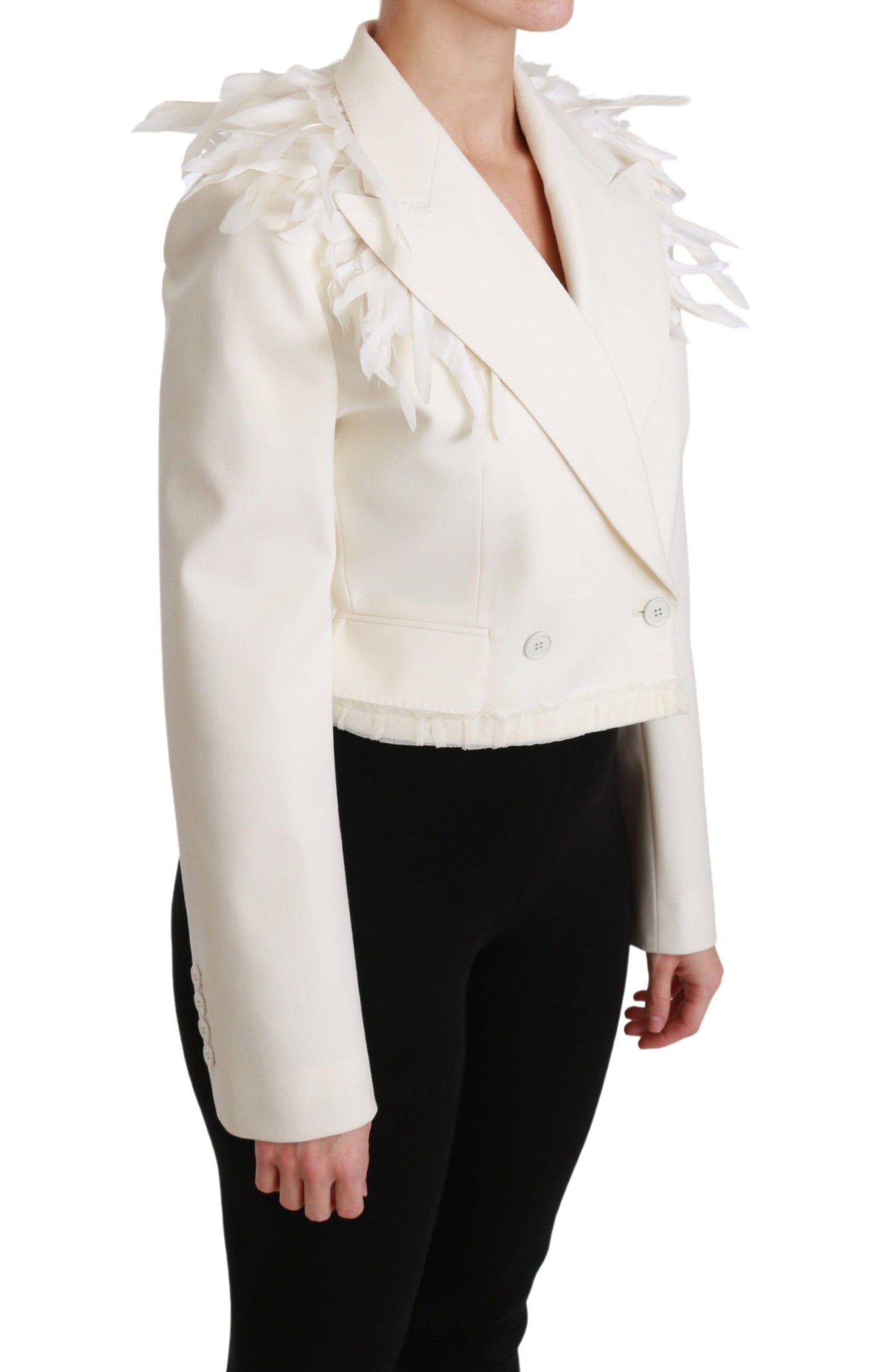 Dolce & Gabbana Elegant White Double Breasted Blazer Jacket