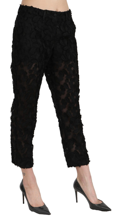 Dolce & Gabbana Elegant Straight Cropped Lace Trousers