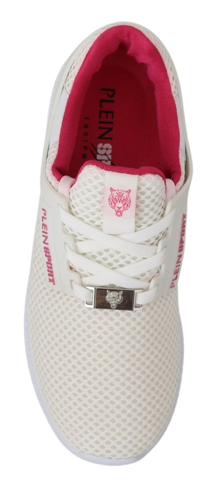 Philipp Plein Chic White Becky Sneakers with Pink Accents