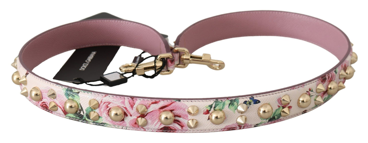 Dolce & Gabbana Chic Floral Pink Leather Shoulder Strap