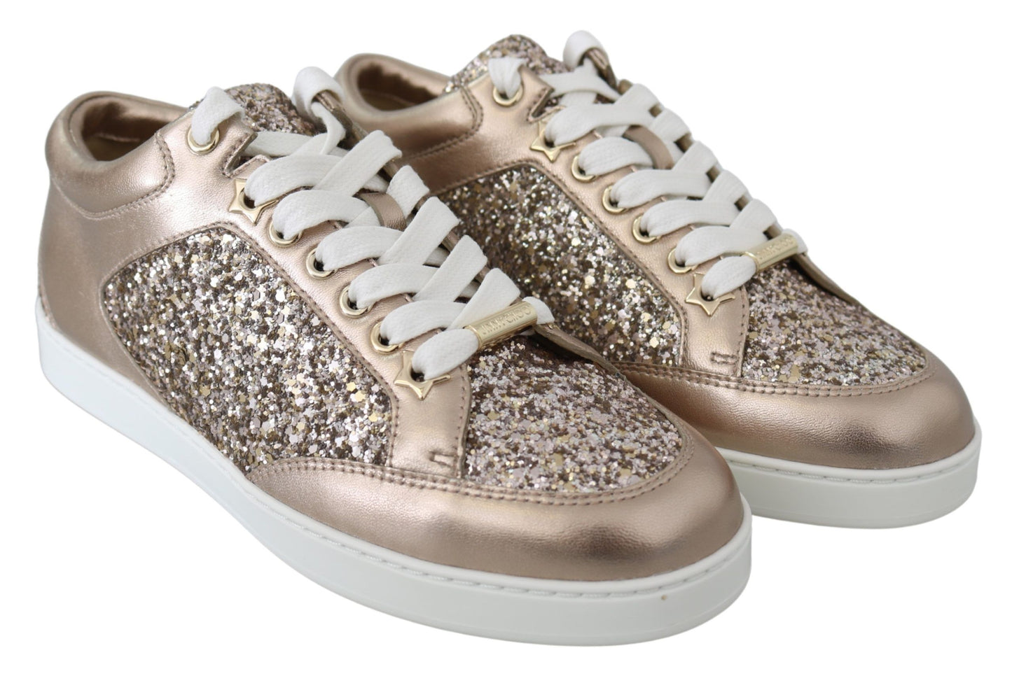 Jimmy Choo Ballet Pink Glitter Leather Sneakers