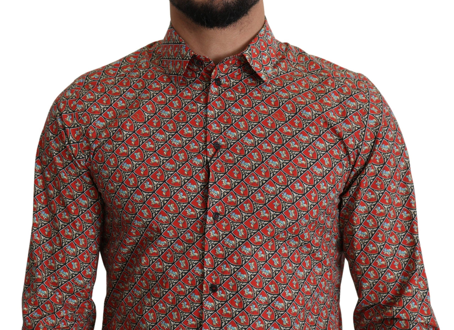 Dolce & Gabbana Elegant Red Martini Fit Cotton Shirt