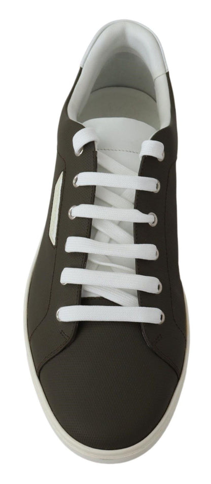 Dolce & Gabbana Sleek White Leather Low Top Sneakers