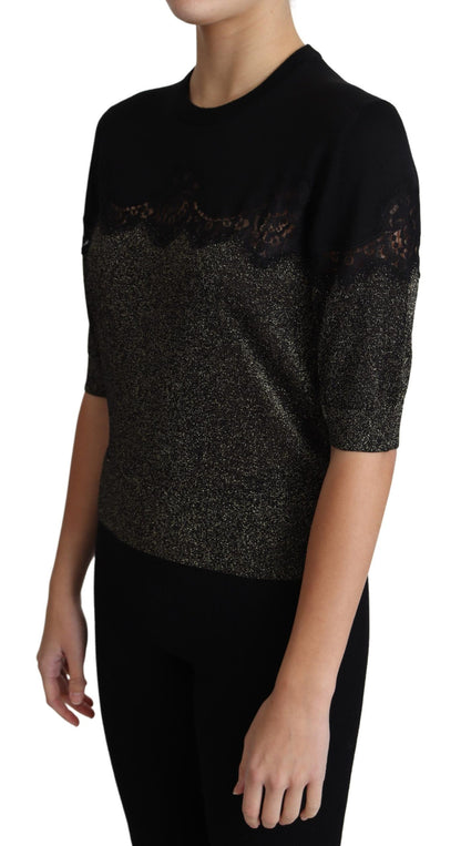 Dolce & Gabbana Elegant Lurex Threaded Jersey Lace Blouse