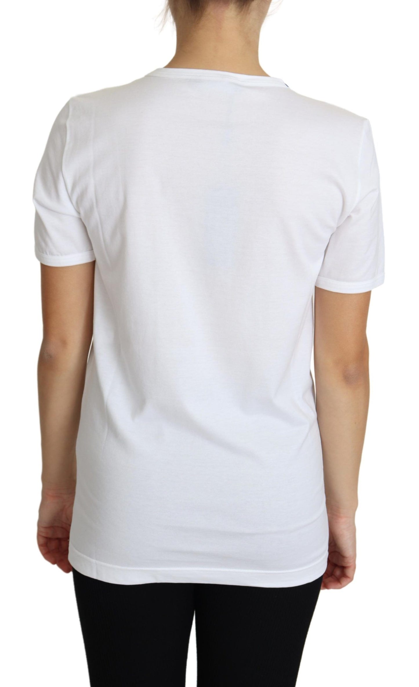 Dolce & Gabbana Crystal-Embellished White Cotton Tee