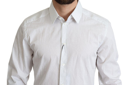 Dolce & Gabbana Elegant Striped Gold Dress Shirt