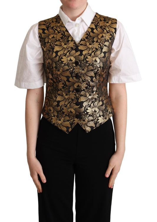 Dolce & Gabbana Elegant Black Jacquard Waistcoat