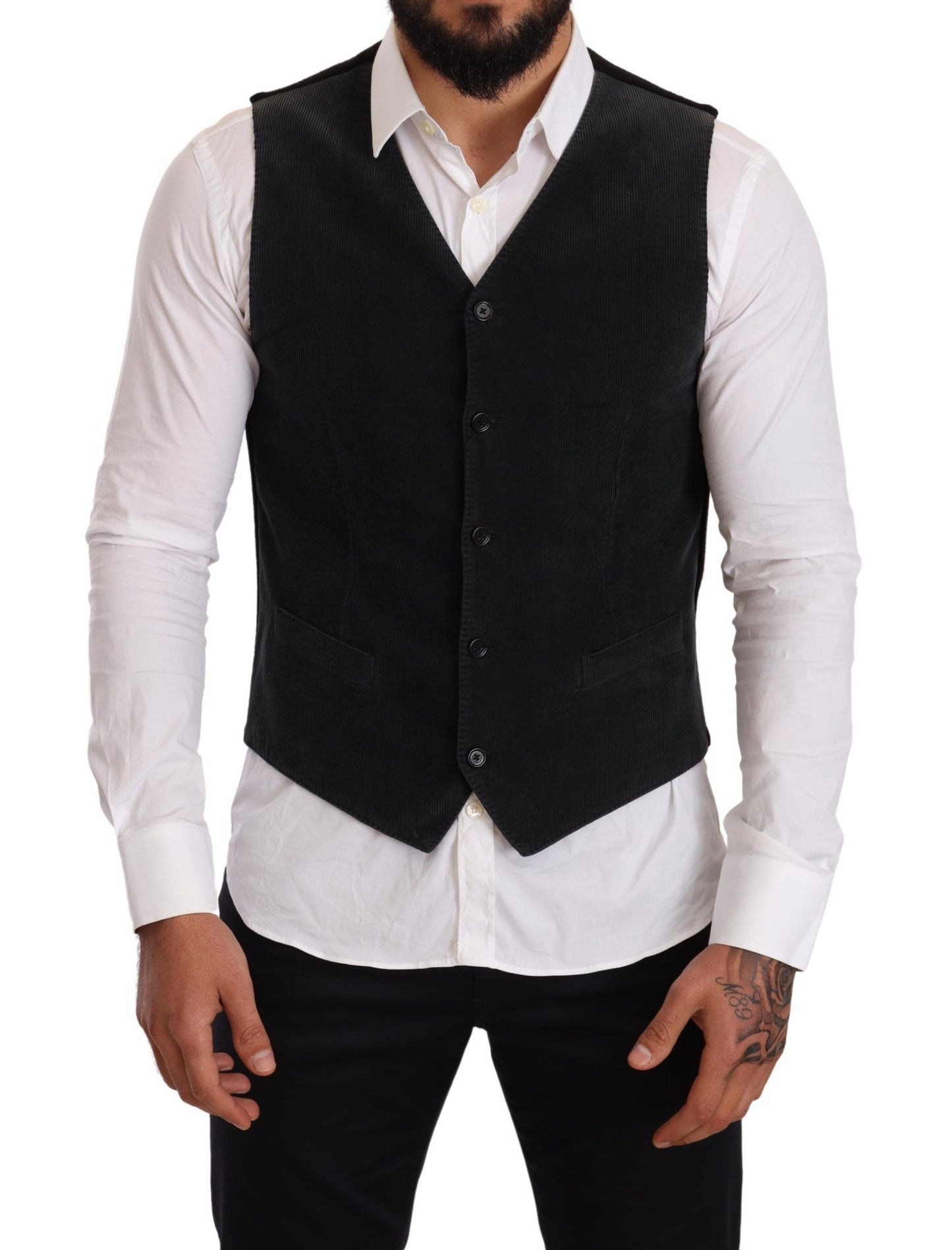 Dolce & Gabbana Elegant Black Cotton Formal Dress Vest