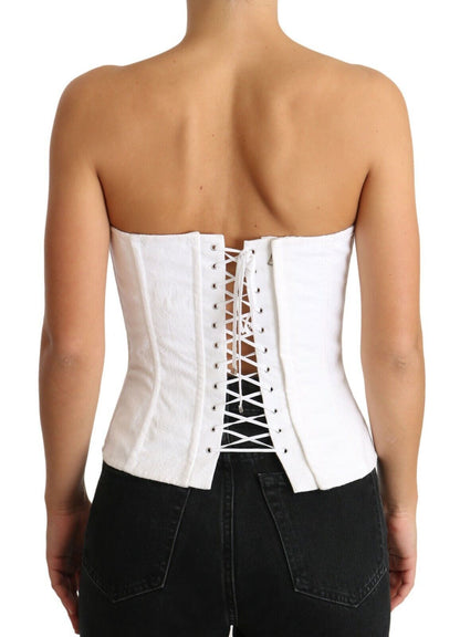 Dolce & Gabbana Elegant White Strapless Corset Top