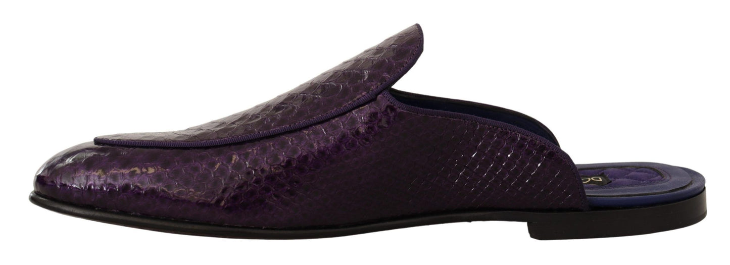 Dolce & Gabbana Purple Exotic Python Leather Slides