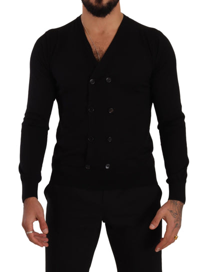 Dolce & Gabbana Elegant V-Neck Black Cashmere Cardigan