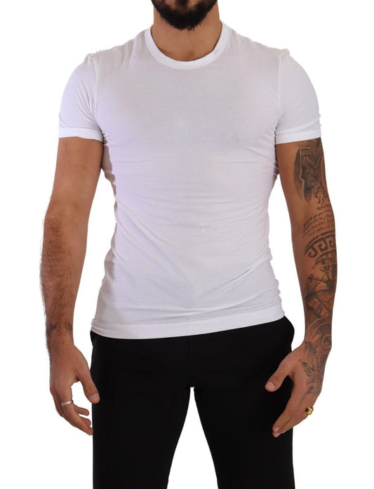 Dolce & Gabbana Elegant White Cotton Blend Round Neck Tee