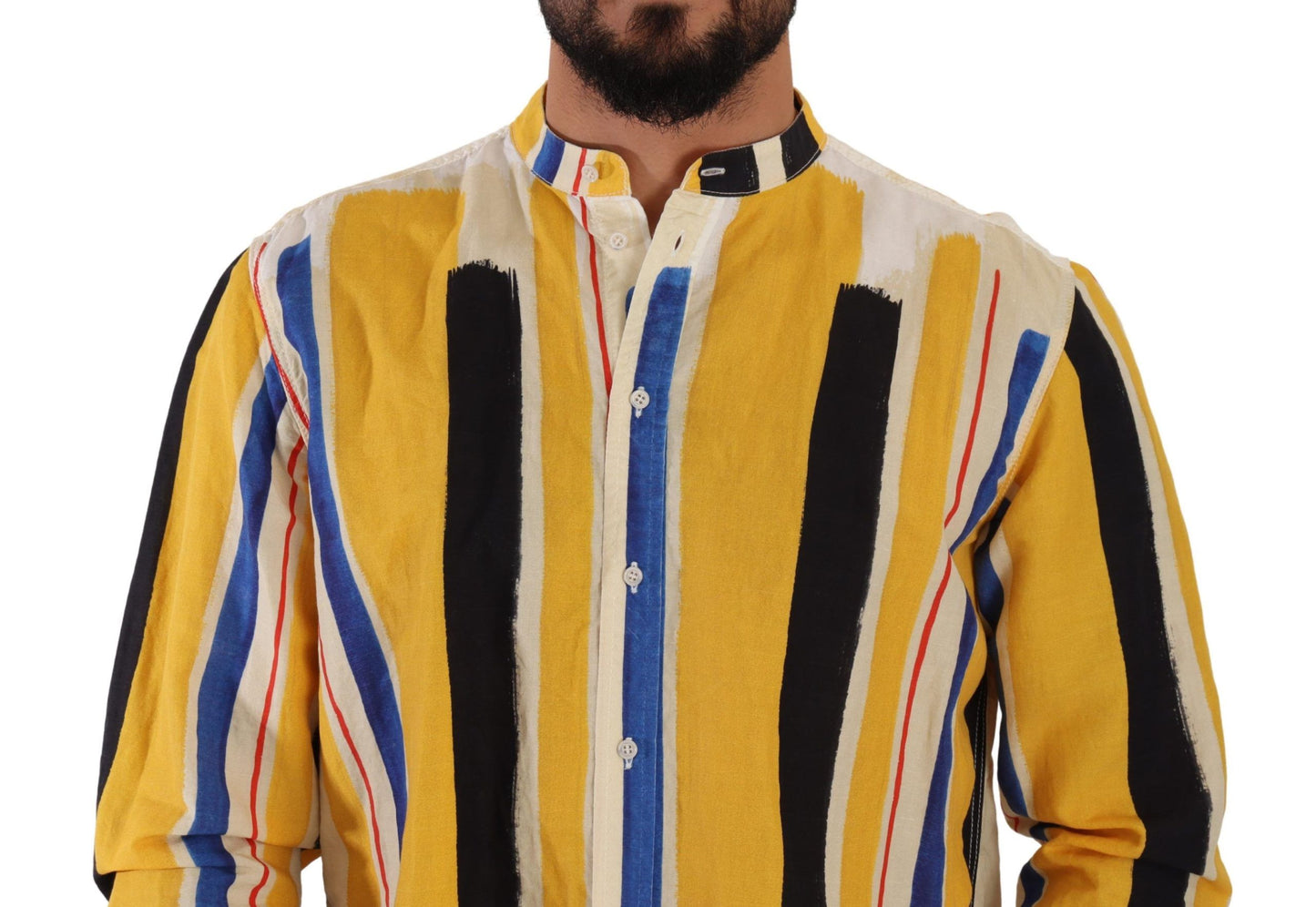 Dolce & Gabbana Elegant Yellow Striped Henley Shirt