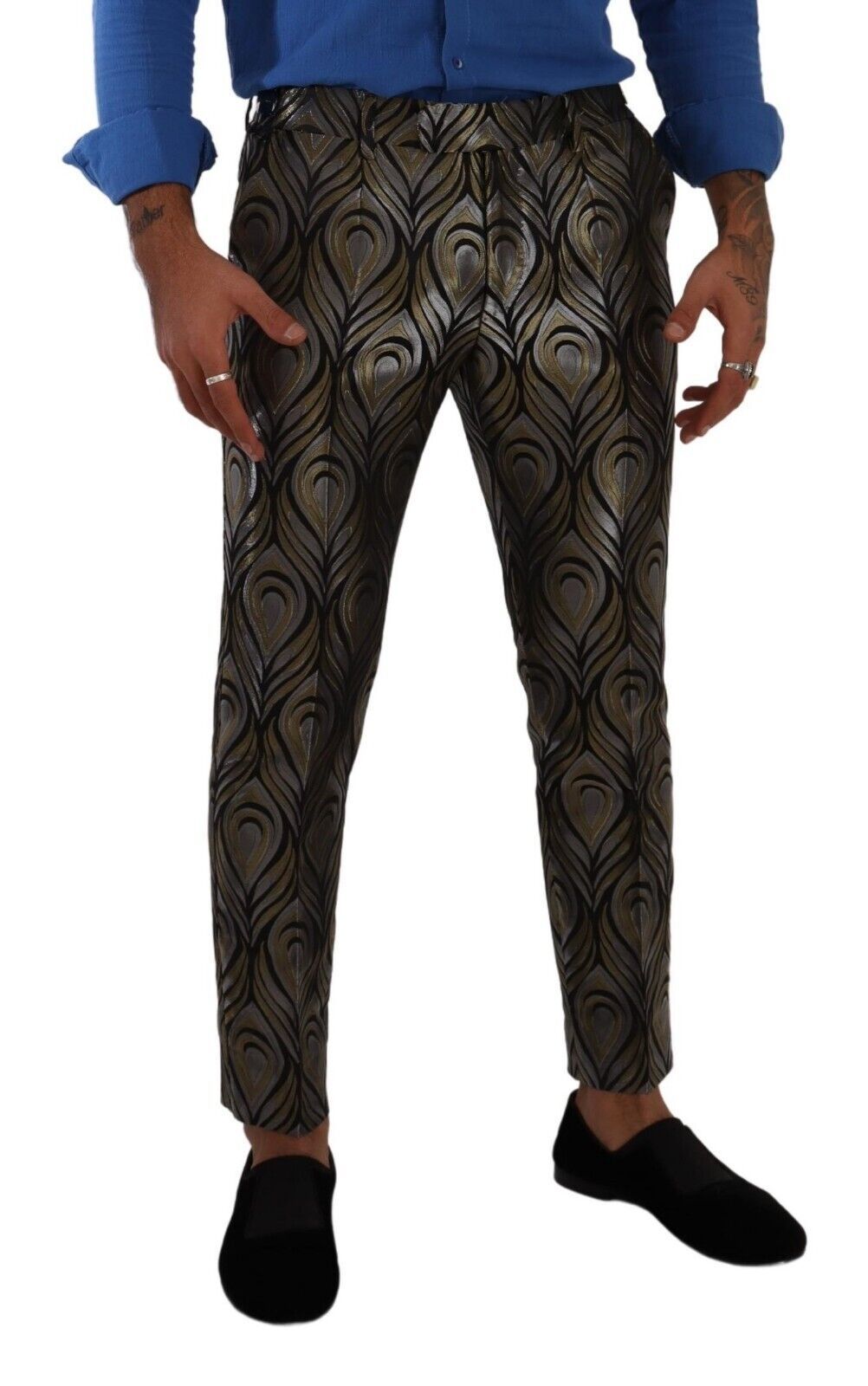 Dolce & Gabbana Elegant Slim Fit Metallic Dress Trousers