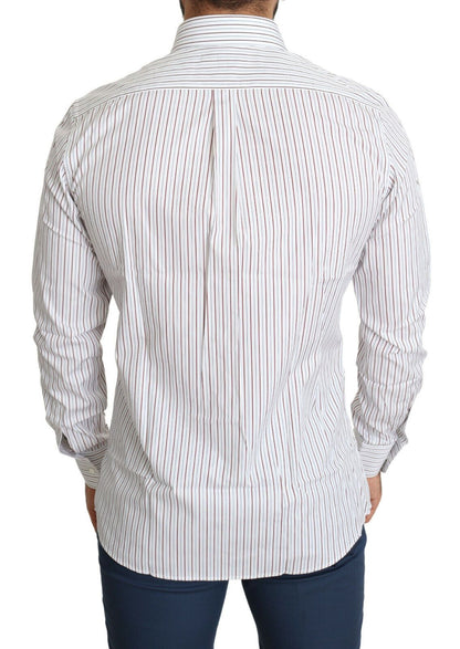 Dolce & Gabbana Elegant White Striped Cotton Dress Shirt