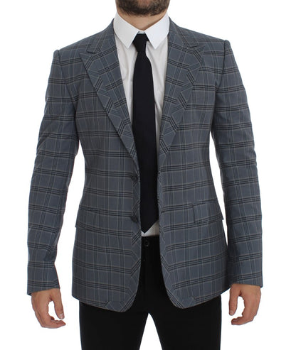 Dolce & Gabbana Elegant Blue Checkered Slim Fit Blazer