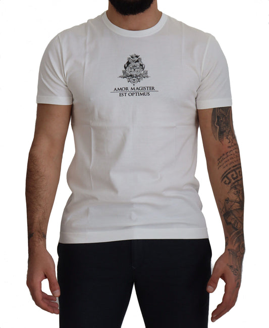 Dolce & Gabbana Chic White Logo Print Cotton Tee