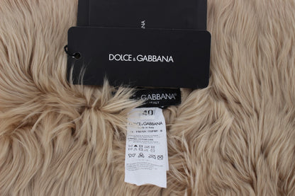 Dolce & Gabbana Elegant Alpaca Fur Shoulder Wrap in Beige