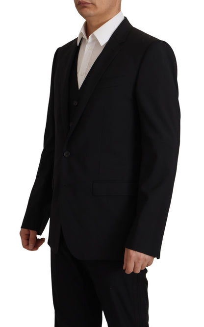 Dolce & Gabbana Elegant Black Martini Blazer and Vest Ensemble