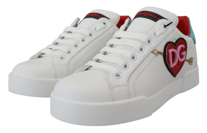 Dolce & Gabbana Elegant White Portofino Leather Sneakers