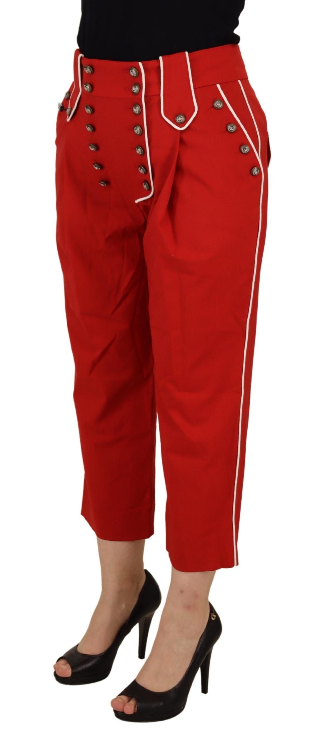 Dolce & Gabbana Elegant Red High-Waist Cropped Pants