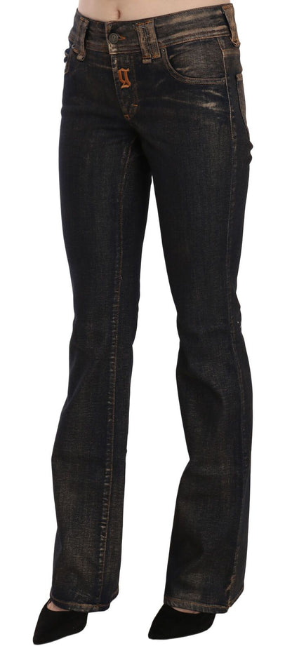 John Galliano Chic Flared Mid Waist Black Denim