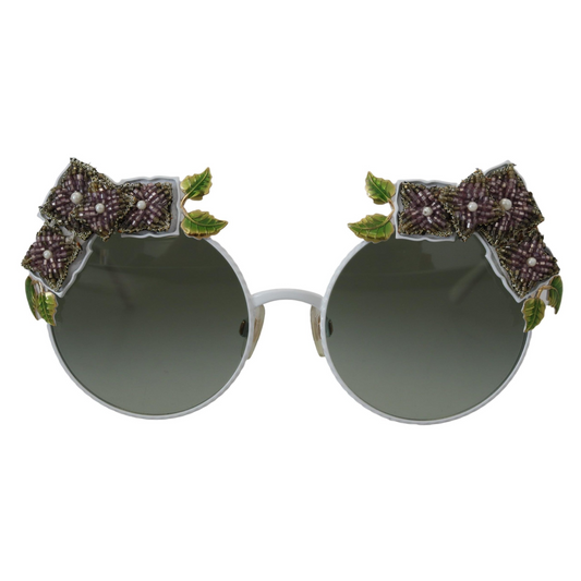 Dolce & Gabbana Elegant Floral Embellished Gold Sunglasses