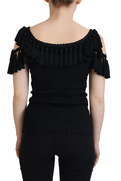 Dolce & Gabbana Elegant Black Cotton Tank Top Blouse