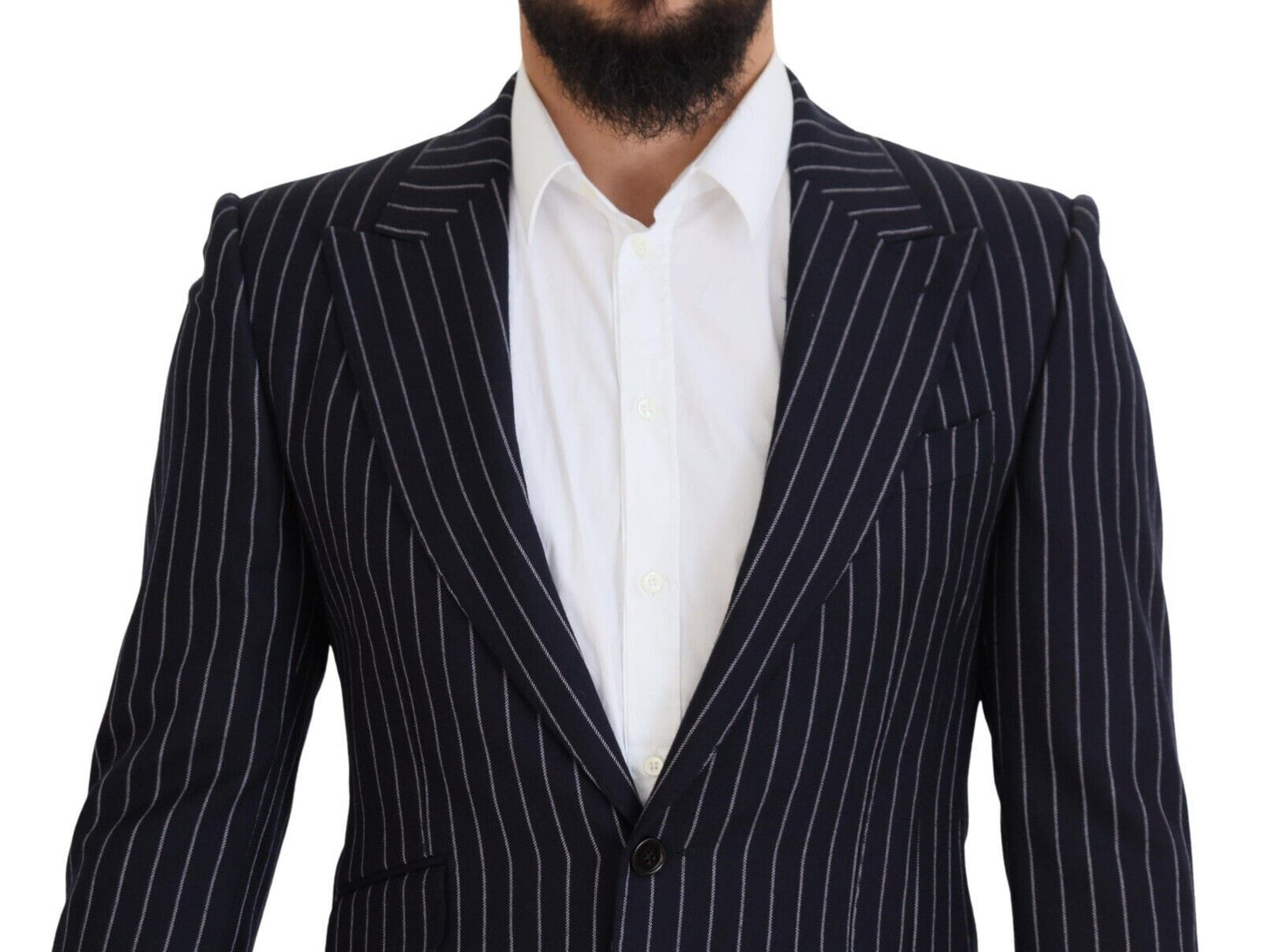 Dolce & Gabbana Elegant Navy Slim Fit Wool Blazer