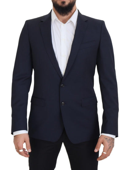 Dolce & Gabbana Elegant Dark Blue Slim Fit Wool Blazer