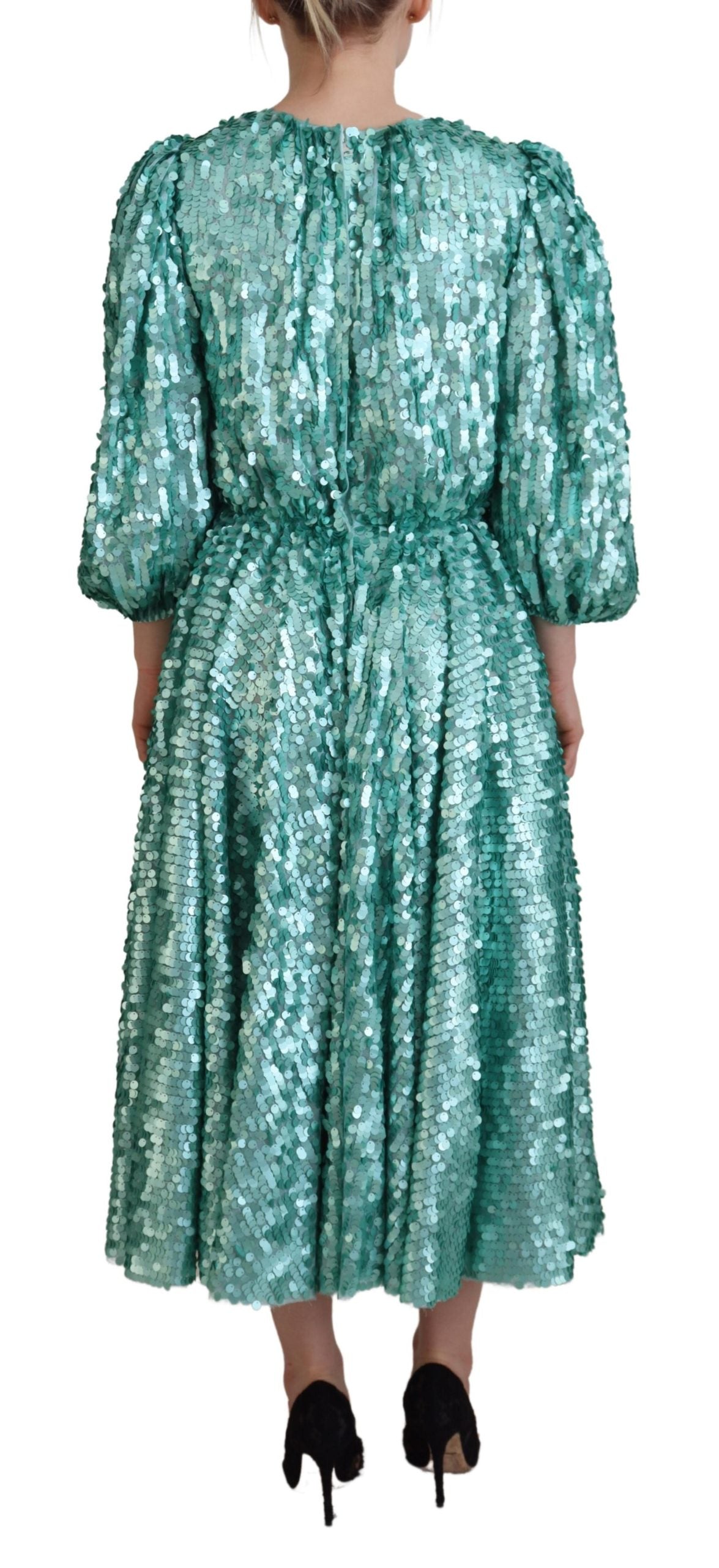 Dolce & Gabbana Elegant Sequined A-Line Midi Dress