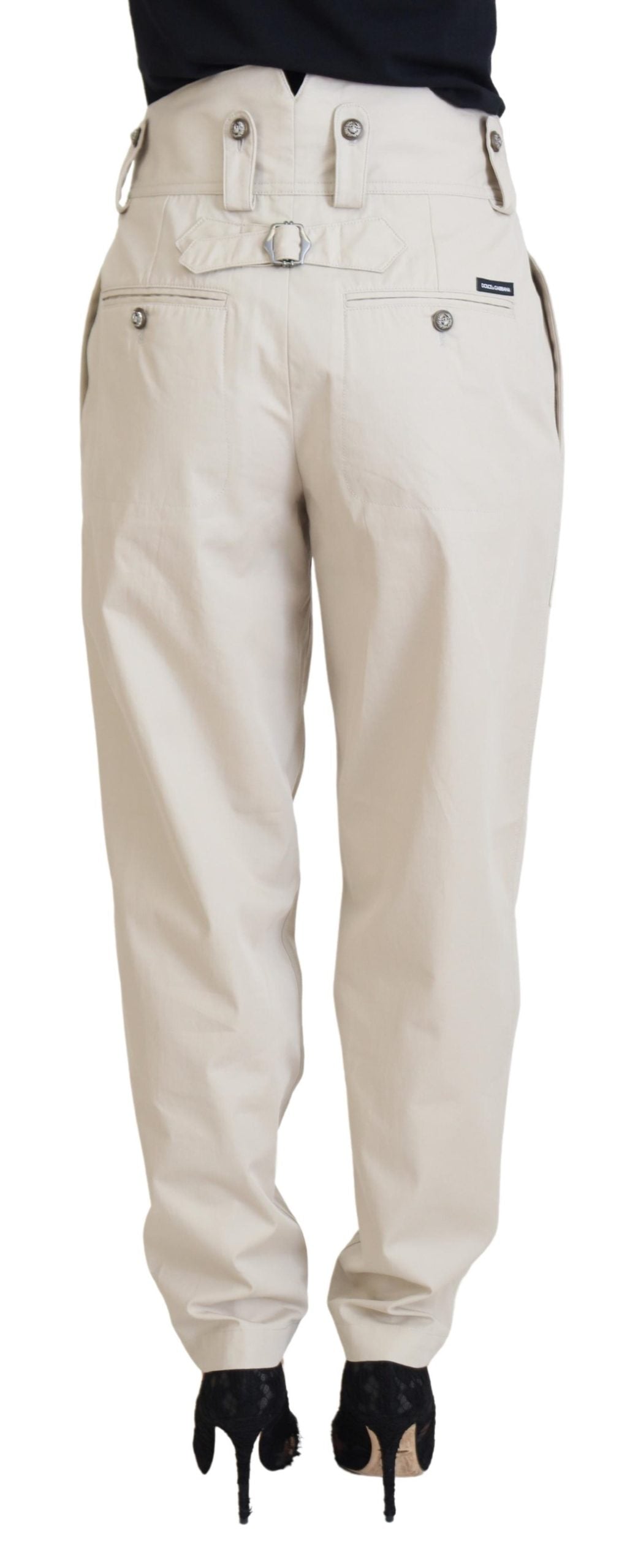 Dolce & Gabbana Chic Beige Cotton Trousers for Elegant Comfort