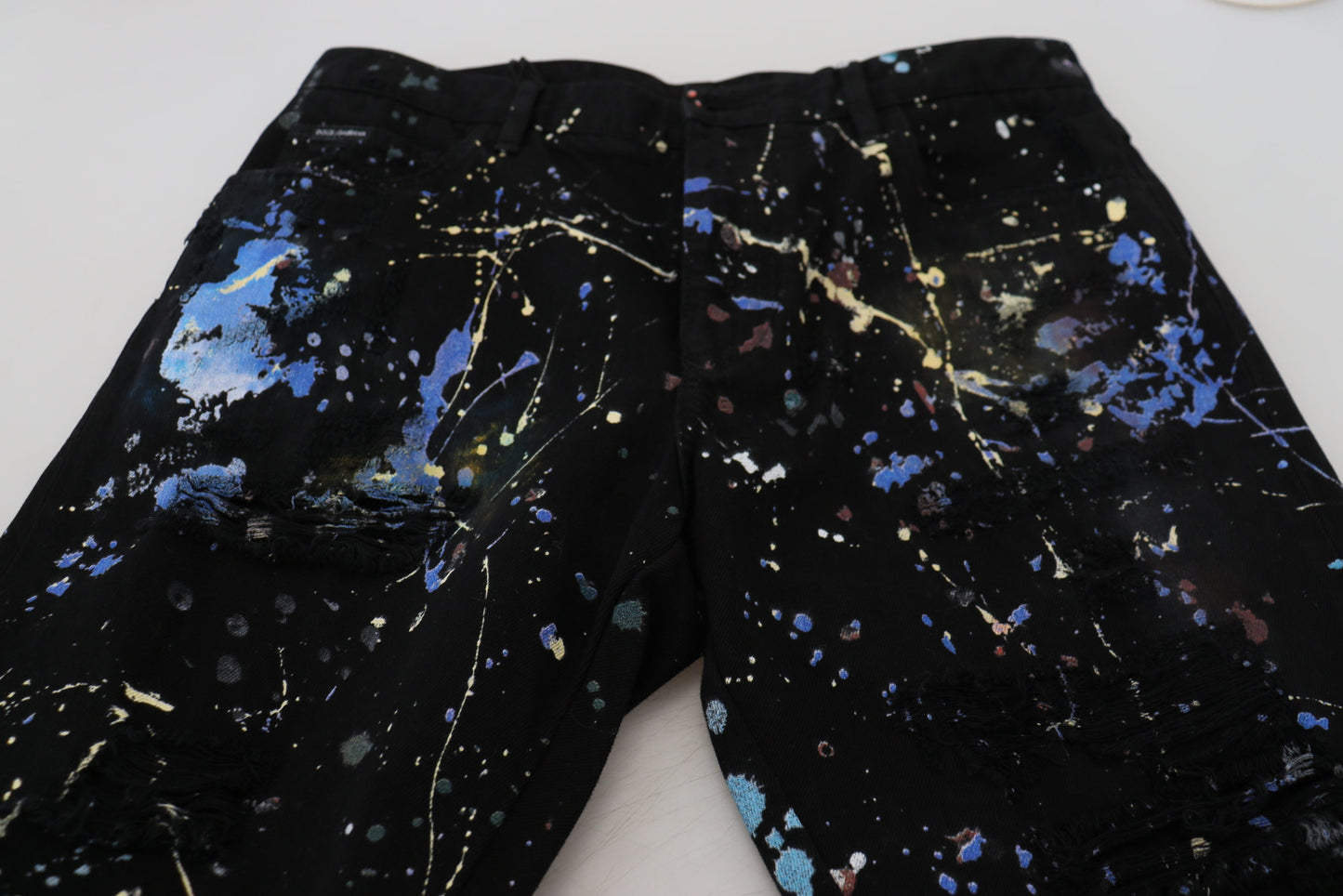 Dolce & Gabbana Exquisite Color Splash Print Denim Pants