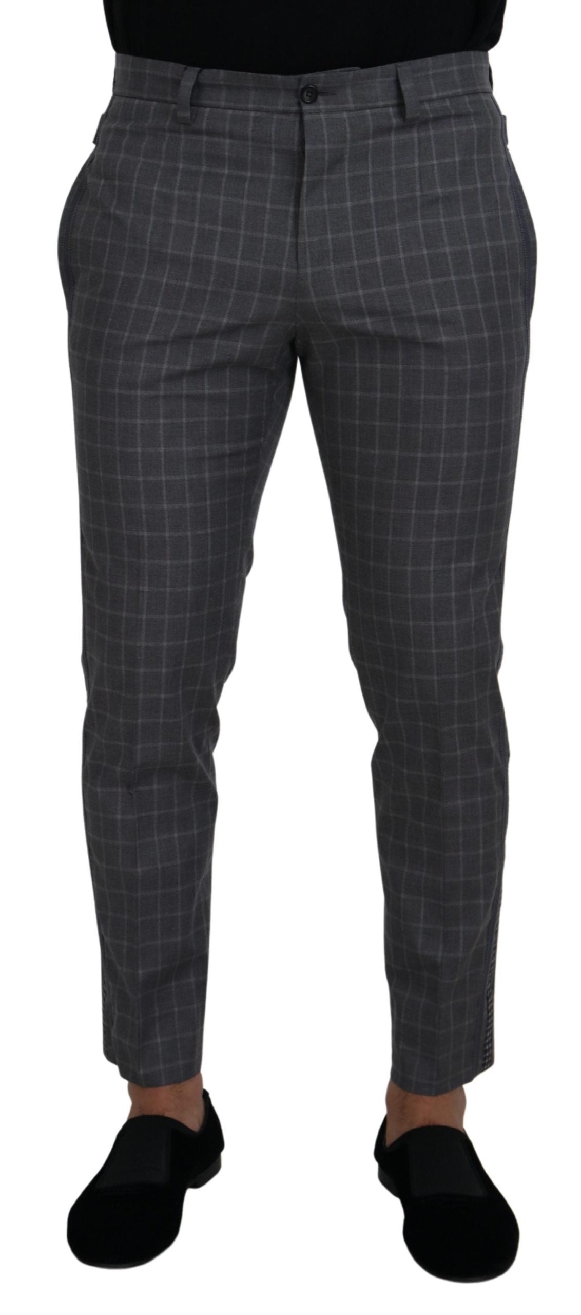 Dolce & Gabbana Elegant Checkered Cotton Pants for Men