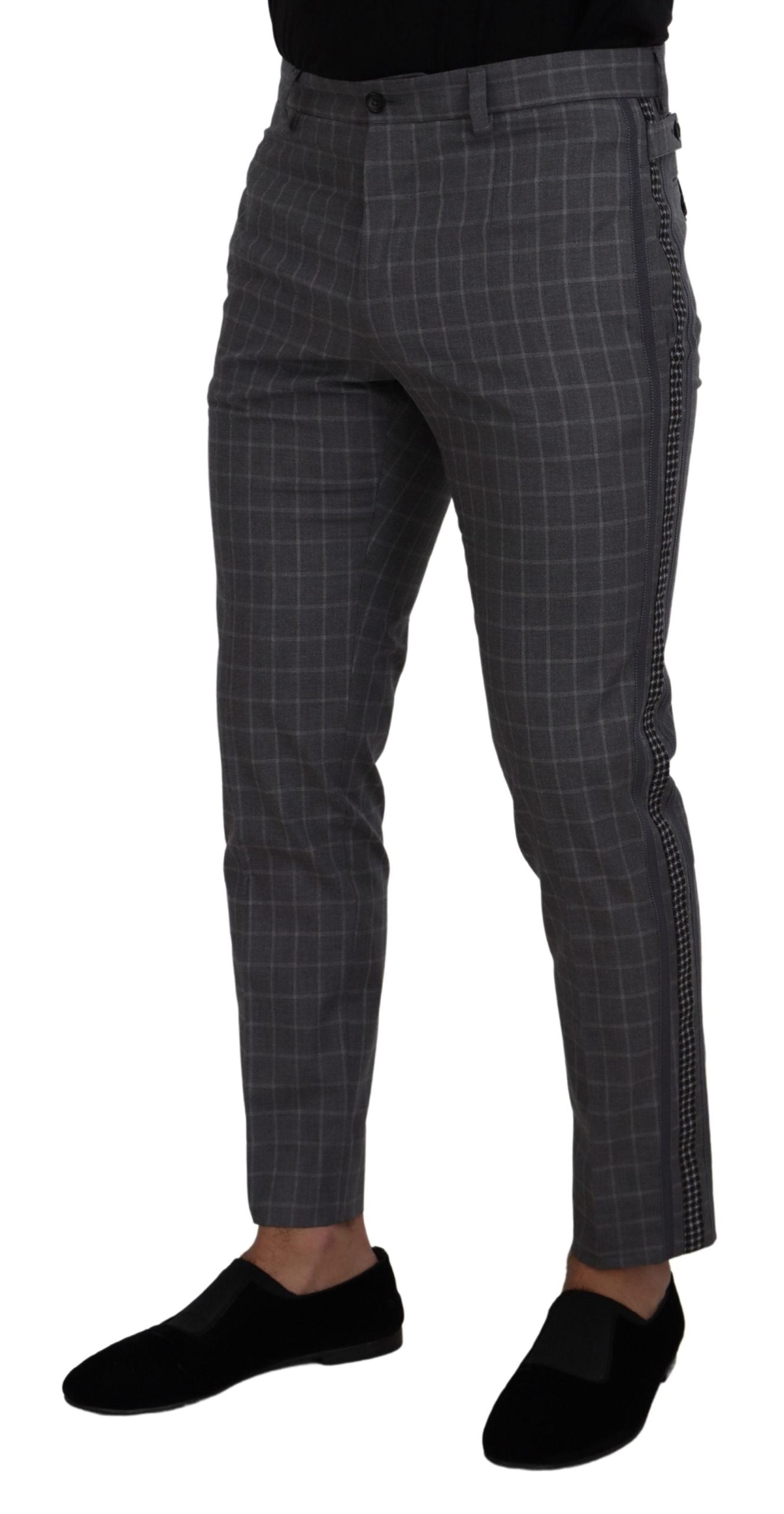 Dolce & Gabbana Elegant Checkered Cotton Pants for Men