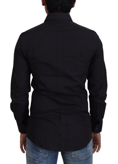 Dolce & Gabbana Elegant Slim Fit Black Cotton Dress Shirt