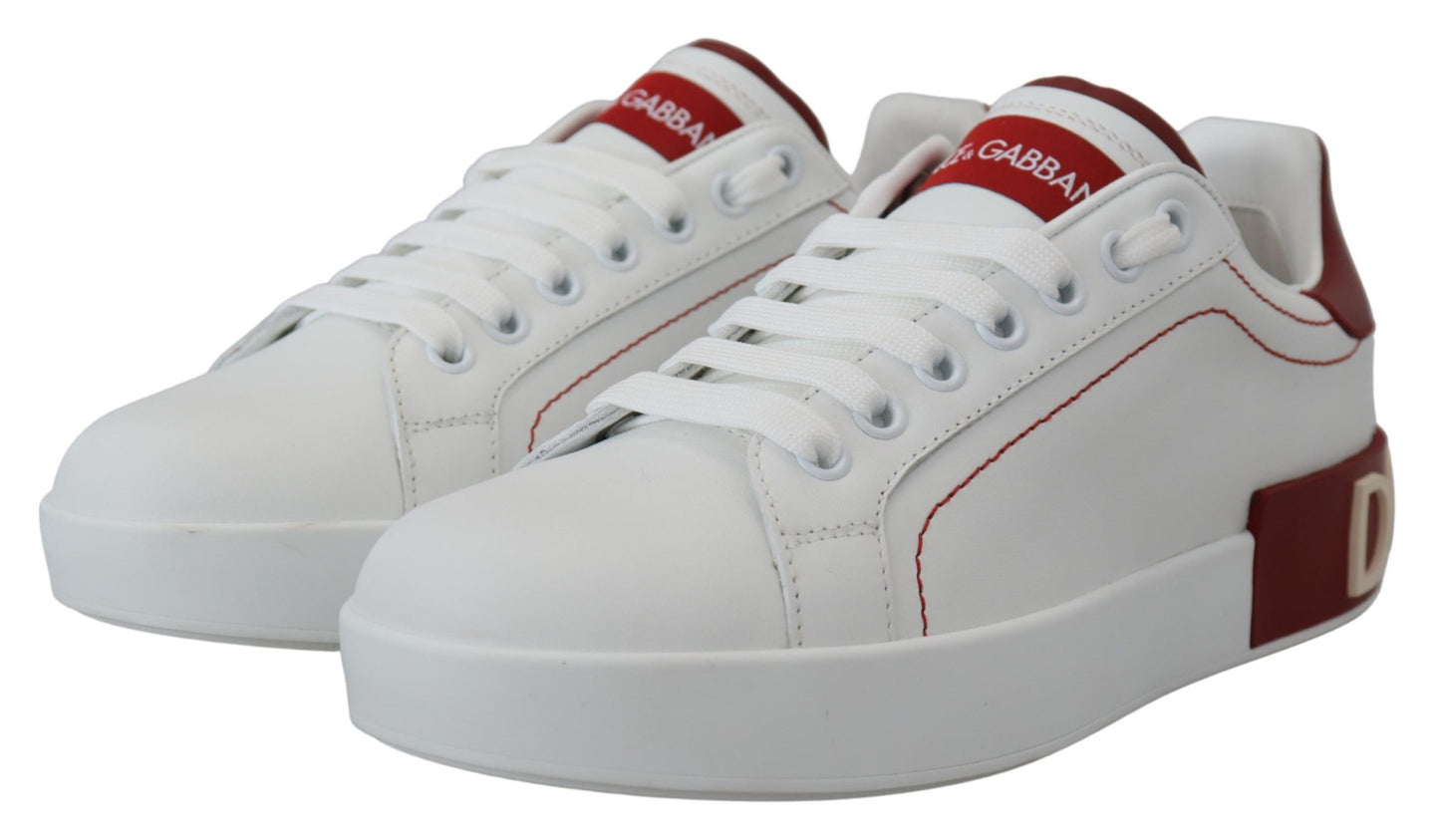 Dolce & Gabbana Chic White Portofino Leather Sneakers