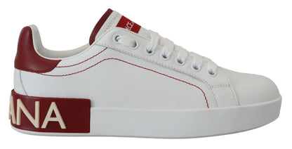 Dolce & Gabbana Chic White Portofino Leather Sneakers