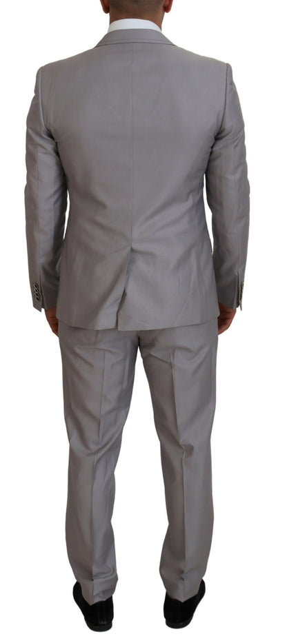 Dolce & Gabbana Elegant Silver Slim Fit Three-Piece Suit