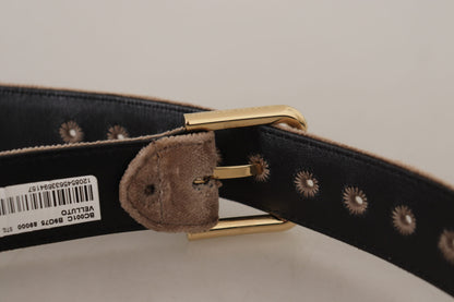 Dolce & Gabbana Elegant Velvet Logo Buckle Belt