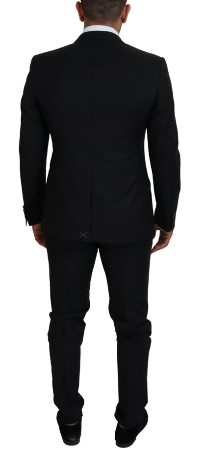 Dolce & Gabbana Sleek Black Two-Piece Wool Martini Suit