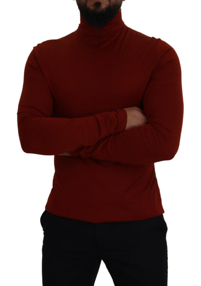 Dolce & Gabbana Elegant Maroon Collar Zip Sweater