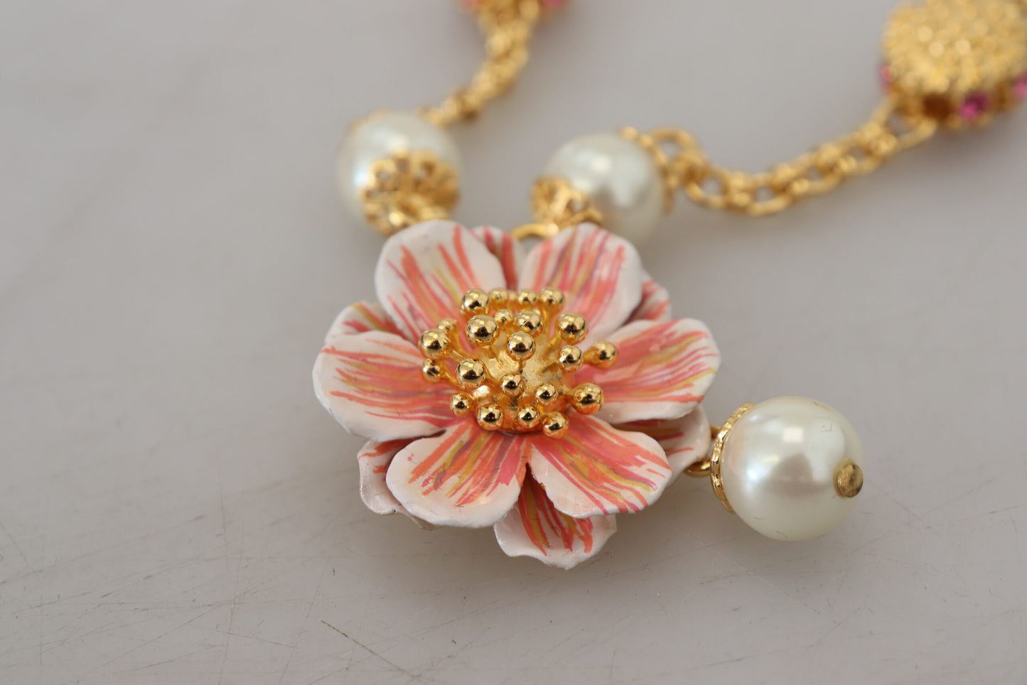 Dolce & Gabbana Elegant Floral Statement Charm Necklace