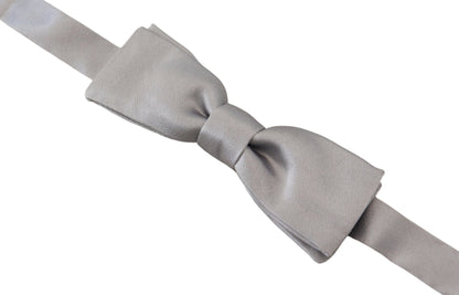 Dolce & Gabbana Elegant Gray Silk Bow Tie