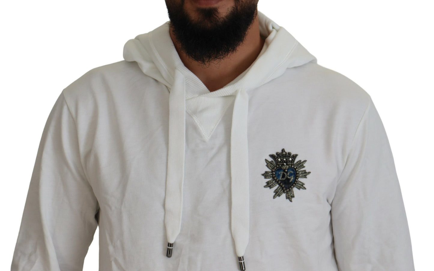 Dolce & Gabbana Elegant White Logo Hooded Sweatshirt