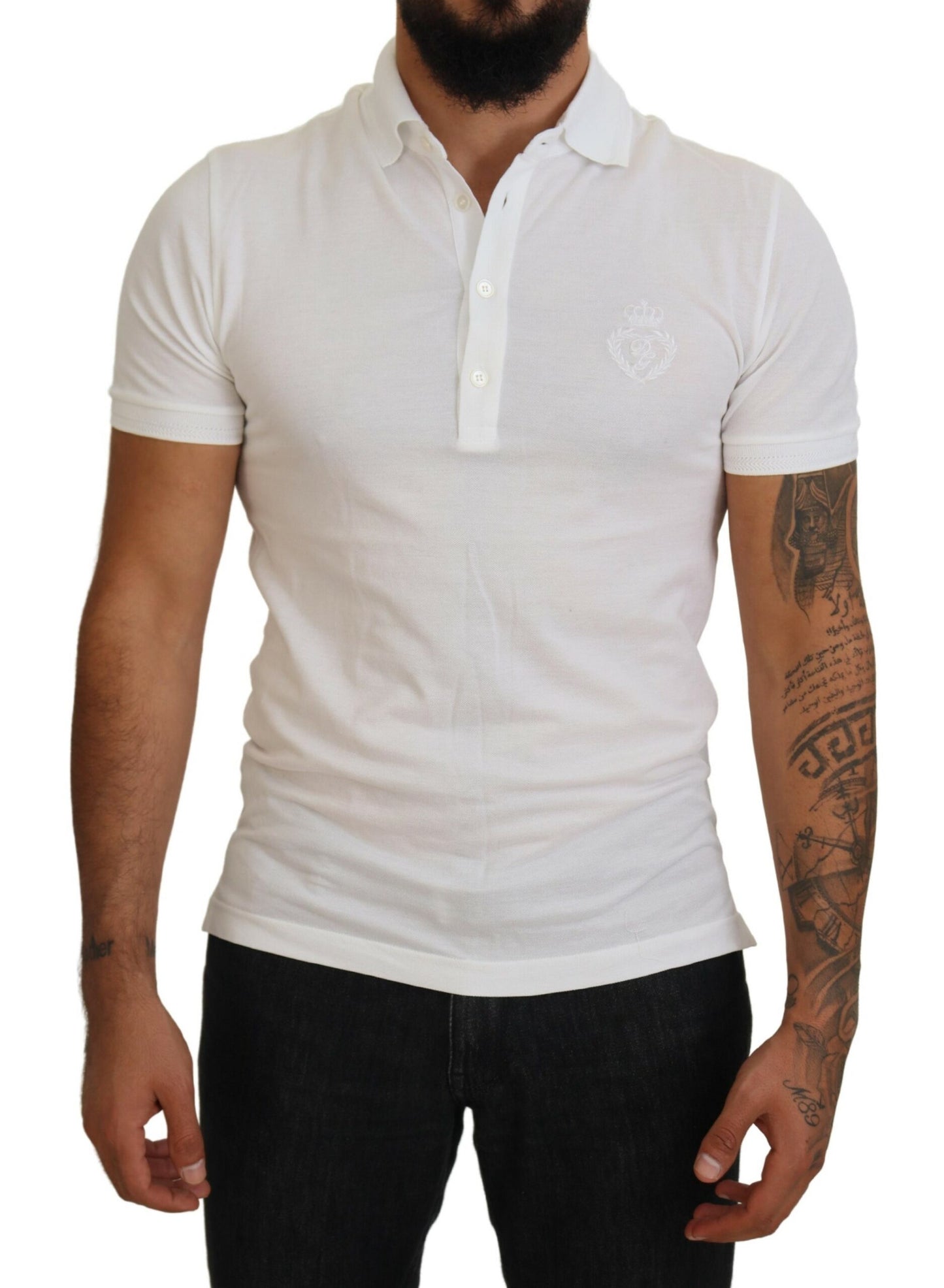 Dolce & Gabbana Elegant White Cotton Blend Polo